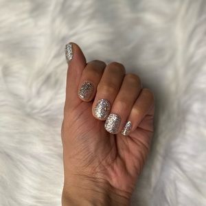 10pcs Extra Short Square Silver Glitter Press on Nails
